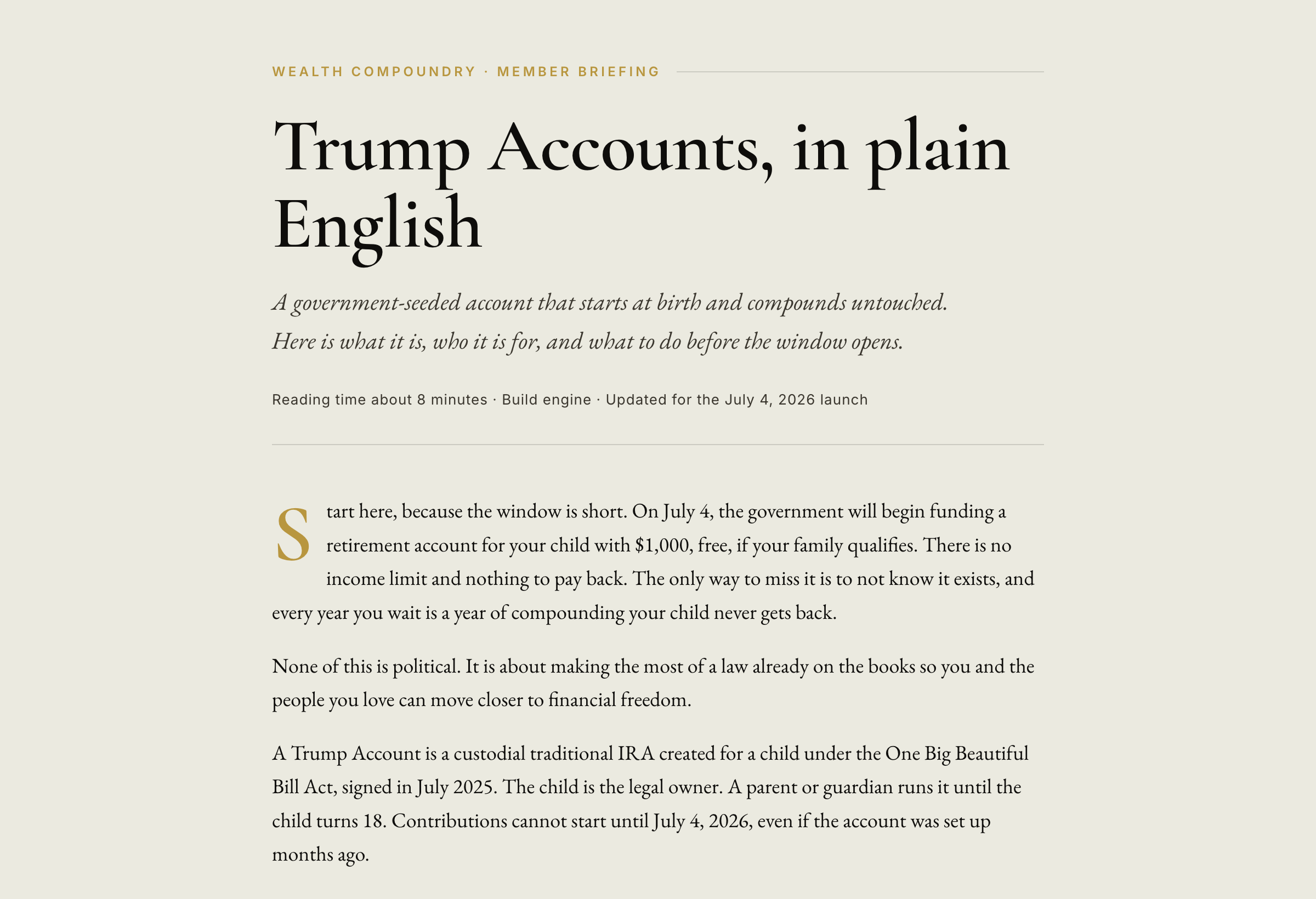 Trump Accounts, in plain English